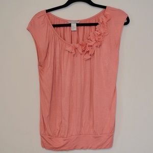 Pink Dressy Blouse Floral Accent XS